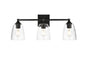 Gianni 3 light Black and Clear Bath Sconce