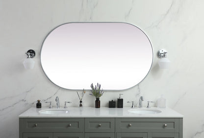 Metal Frame Oval Mirror 36x60 Inch in Silver