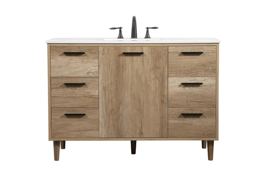 48 inch Single bathroom vanity in natural oak