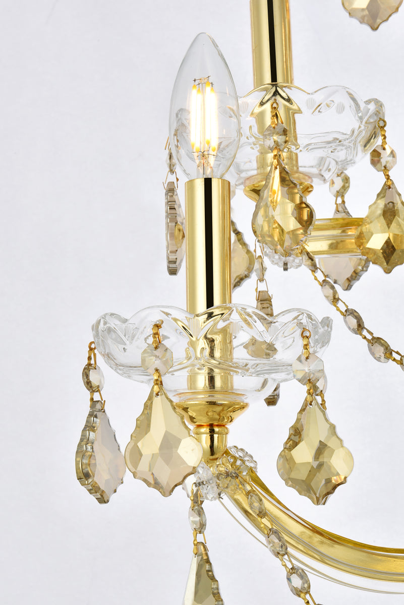 Maria Theresa 5 light Gold Wall Sconce Golden Teak (Smoky) Royal Cut Crystal