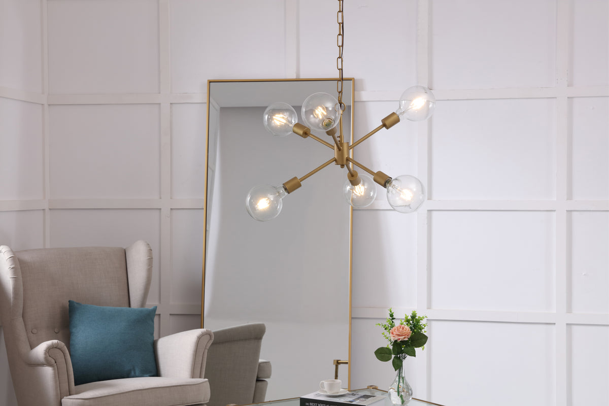Nolan  6 light Brass pendant