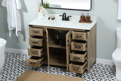 48 inch Single bathroom vanity in natural oak with backsplash