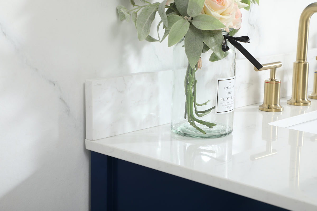 42 inch Single bathroom vanity in blue with backsplash