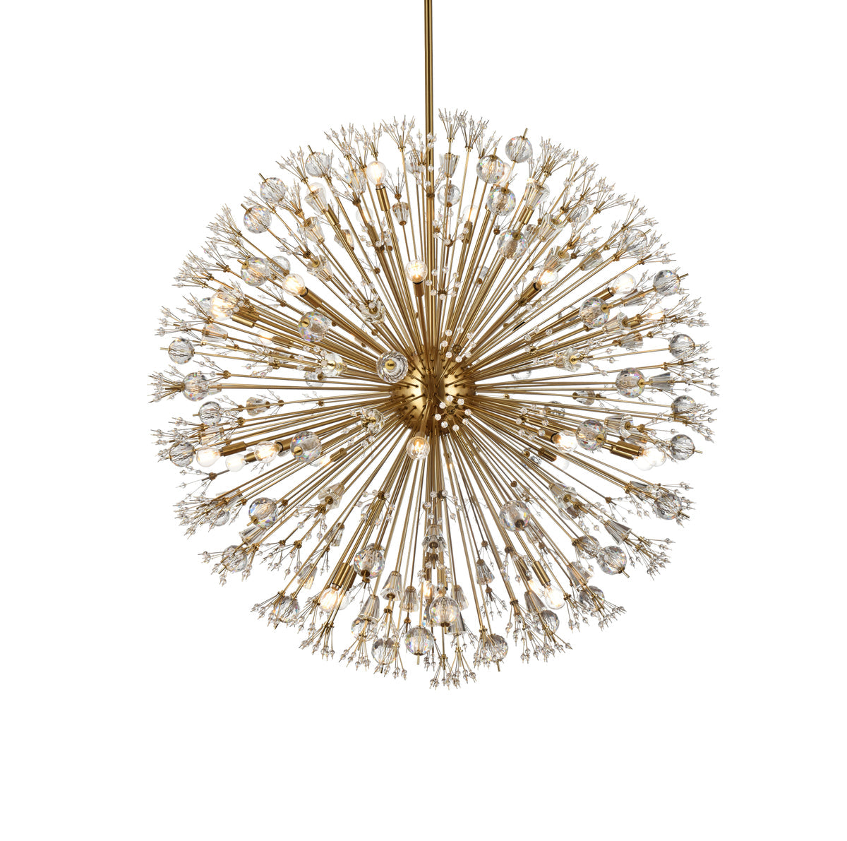 Vera 50 inch crystal starburst round pendant in gold
