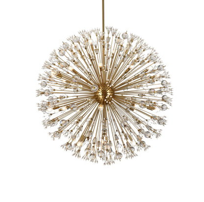 Vera 50 inch crystal starburst round pendant in gold