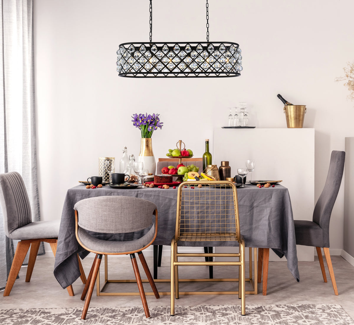 Madison 6 light Matte Black Chandelier Clear Royal Cut Crystal