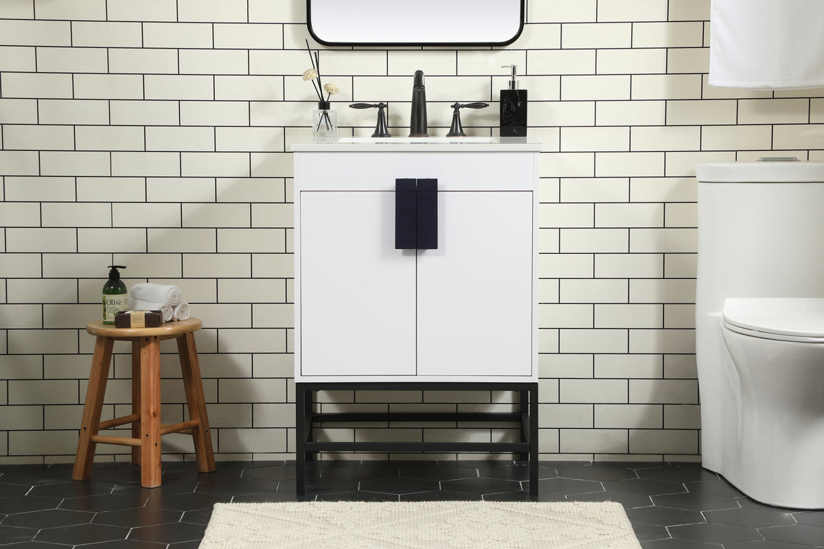 24 inch Single bathroom vanity in white