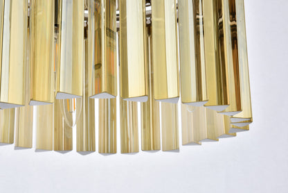 Sydney 3 light polished nickel Pendant Golden Teak (Smoky) Royal Cut Crystal