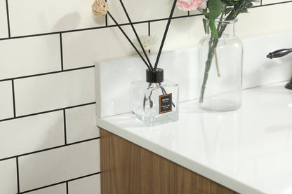 42 inch Single bathroom vanity in walnut brown with backsplash