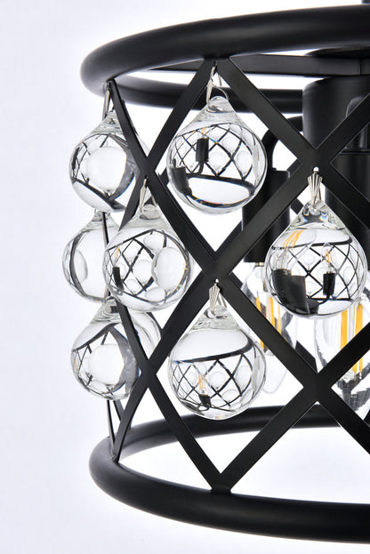 Madison 3 light Matte Black Pendant Clear Royal Cut Crystal