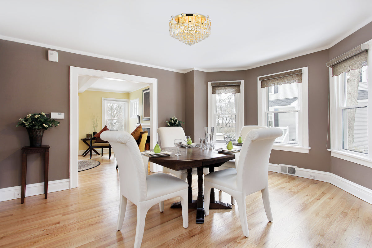 Corona 9 light Gold Flush Mount Clear Royal Cut Crystal