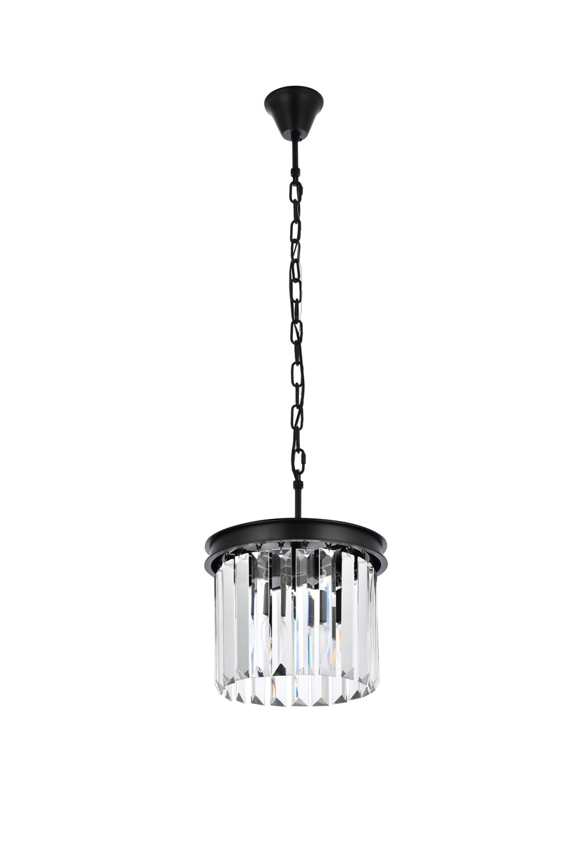 Sydney 3 light Matte Black Pendant Clear Royal Cut Crystal