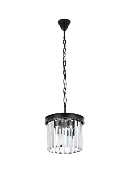Sydney 3 light Matte Black Pendant Clear Royal Cut Crystal