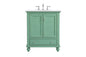 30 inch Single Bathroom vanity in vintage mint with ivory white engineered marble