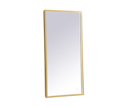 Pier 18x36 inch LED mirror with adjustable color temperature 3000K/4200K/6400K in brass