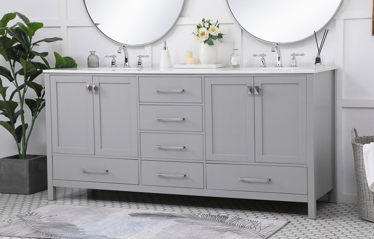72 inch Double Bathroom Vanity in Gray