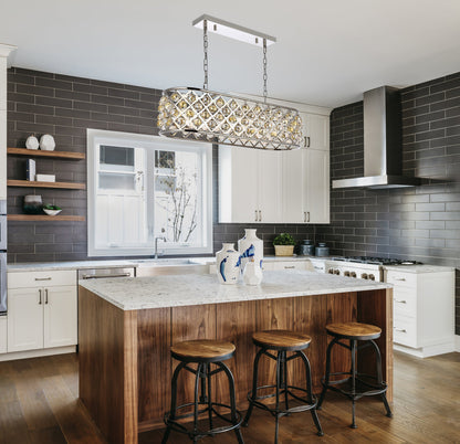 Madison 6 light polished Nickel Chandelier Golden Teak (Smoky) Royal Cut Crystal