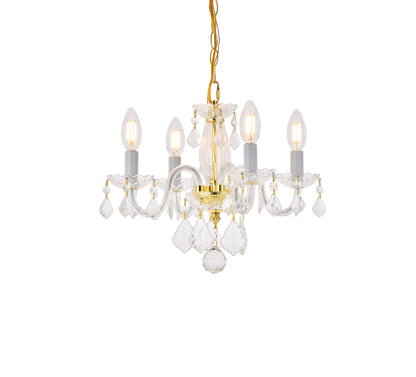 Rococo 4 light Gold Pendant Clear Royal Cut Crystal