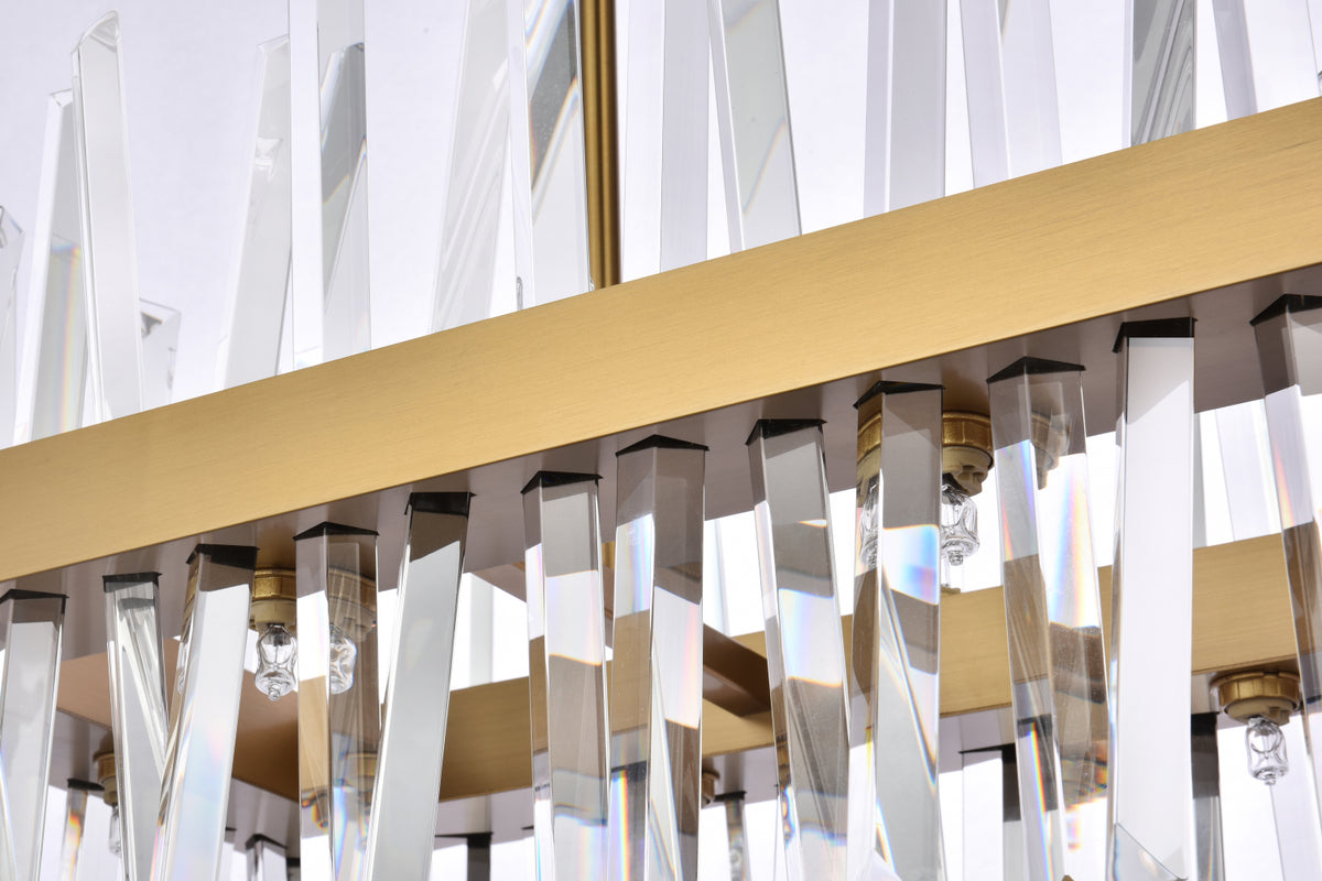 Serephina 30 inch crystal rectangle chandelier light in satin gold