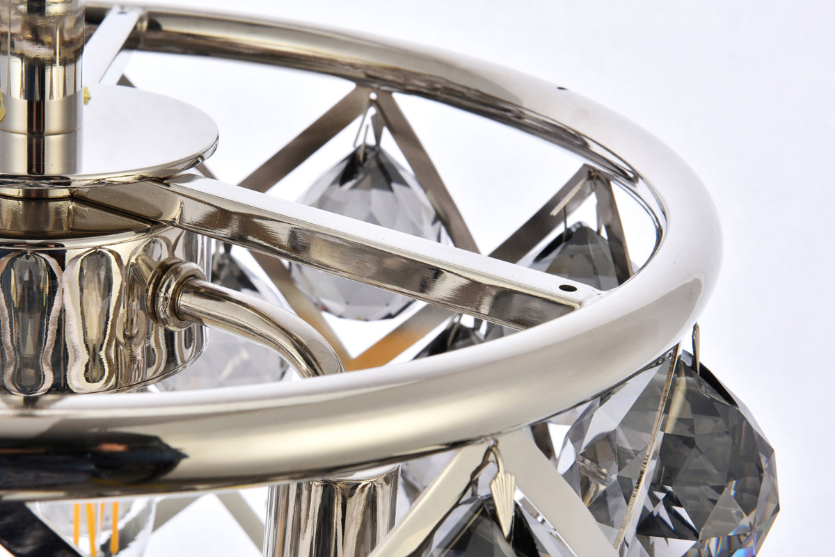 Madison 3 light polished Nickel Pendant Silver Shade (Grey) Royal Cut Crystal