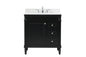 32 inch Single bathroom vanity in black with backsplash