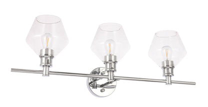 Gene 3 light Chrome and Clear glass Wall sconce