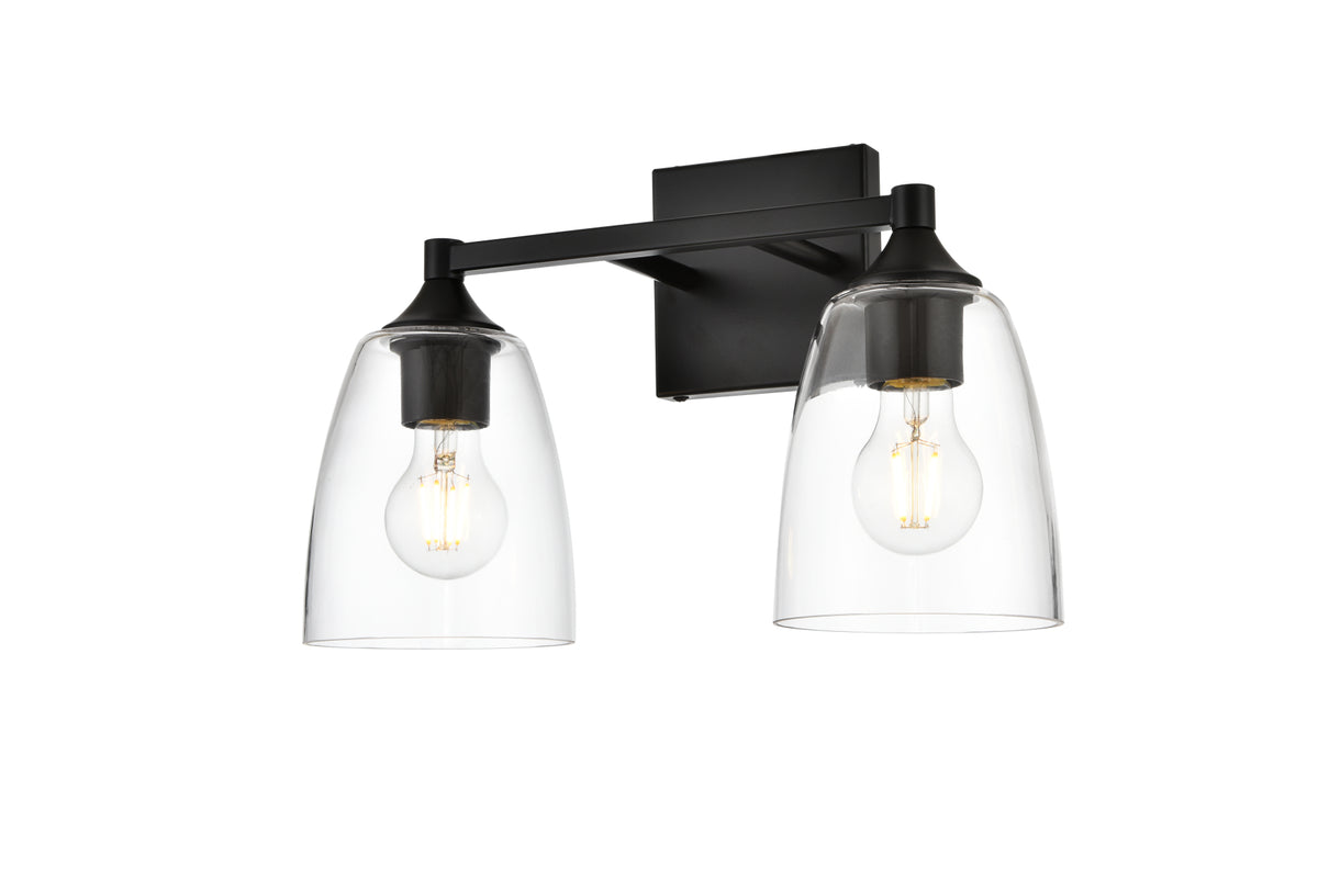 Gianni 2 light Black and Clear Bath Sconce