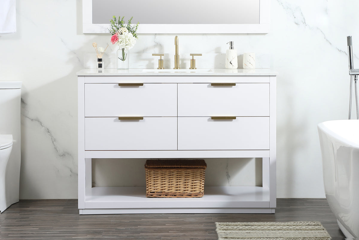 48 inch Single bathroom vanity in white with backsplash