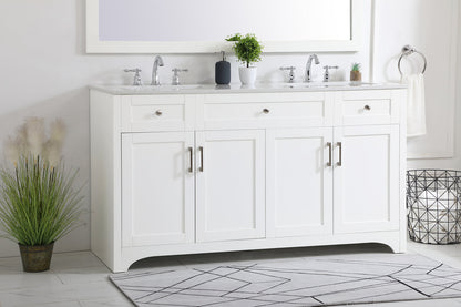 60 inch Double Bathroom Vanity in White