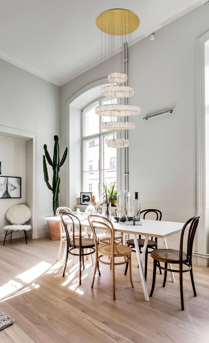 Monroe Integrated LED chip light gold Chandelier Clear Royal Cut Crystal