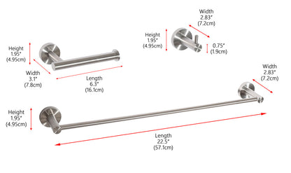 Freya 3-Piece Bathroom Hardware Set in Brushed Nickel
