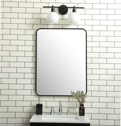 Soft corner metal rectangular mirror 24x32 inch in black