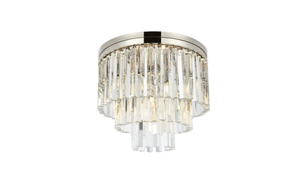 Sydney 9 light polished nickel Flush Mount Clear Royal Cut Crystal