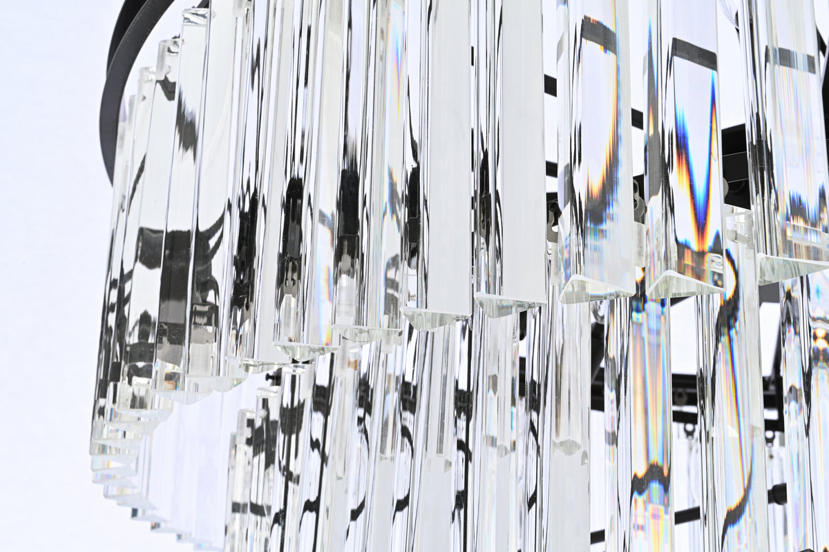 Sydney 36.5 inch spiral crystal chandelier in matte black