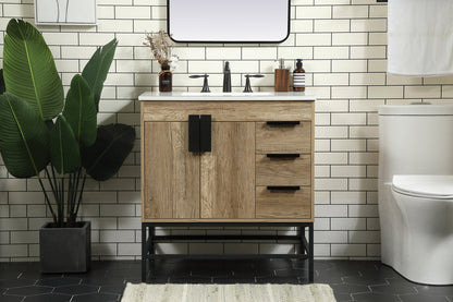 32 inch Single bathroom vanity in natural oak
