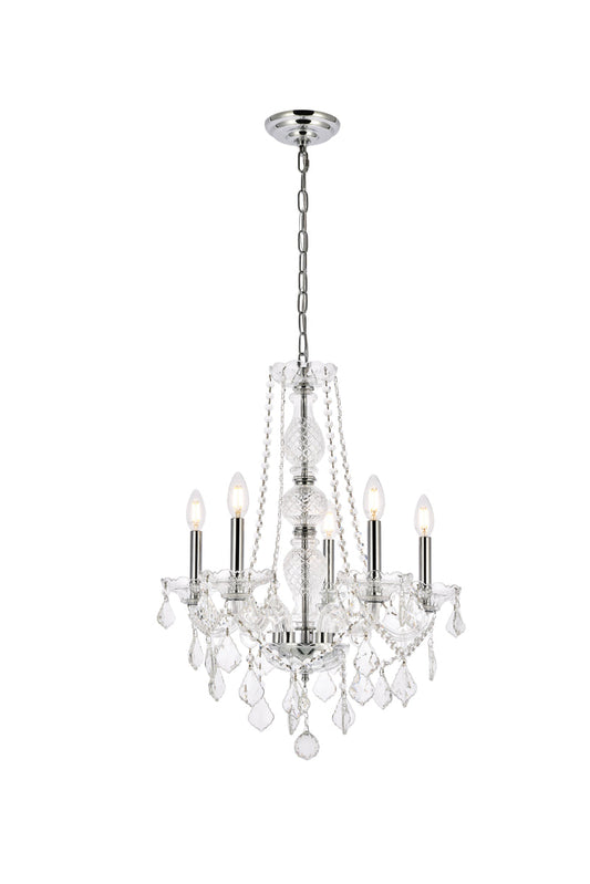 Verona 5 light Chrome Chandelier Clear Royal Cut Crystal
