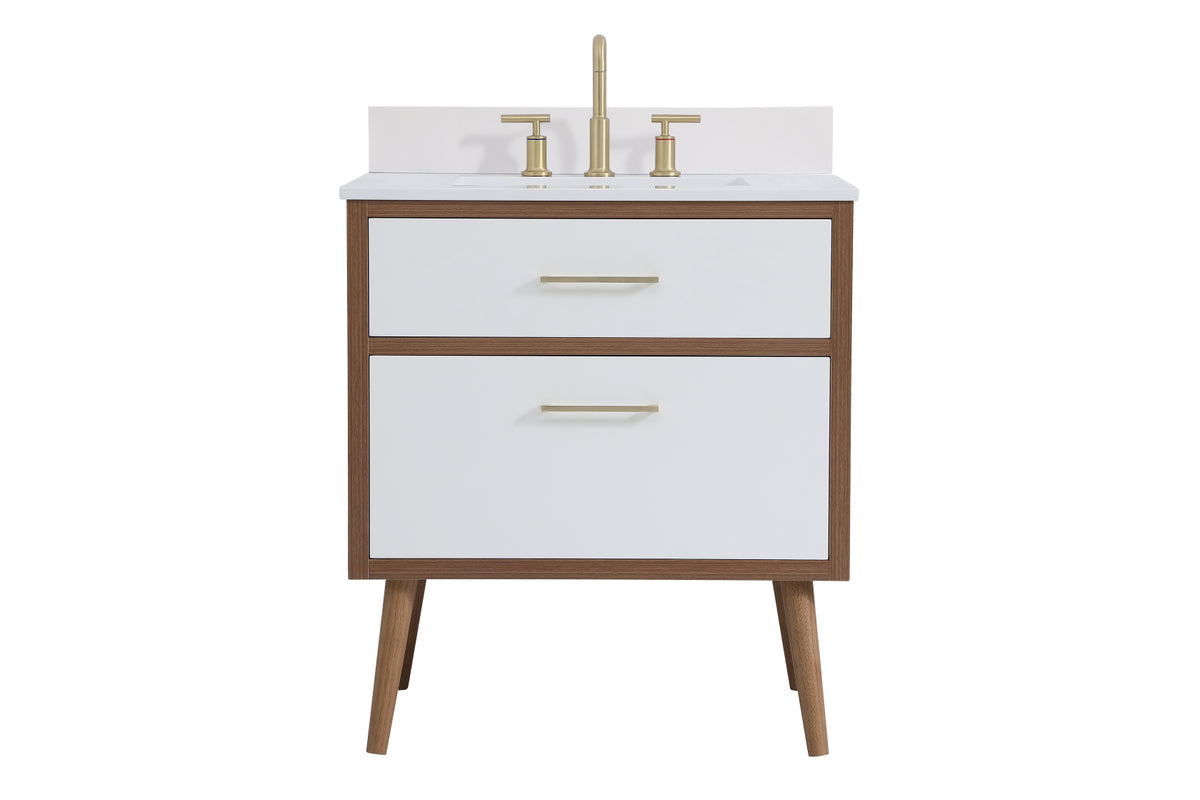 30 inch bathroom Vanity in White with Backsplash