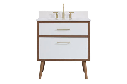 30 inch bathroom Vanity in White with Backsplash