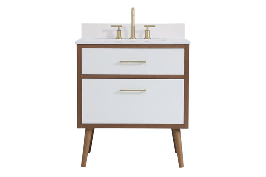 30 inch bathroom Vanity in White with Backsplash