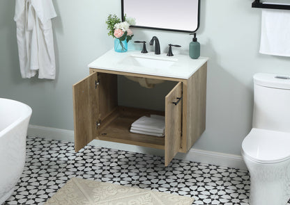 30 inch Single bathroom vanity in natural oak