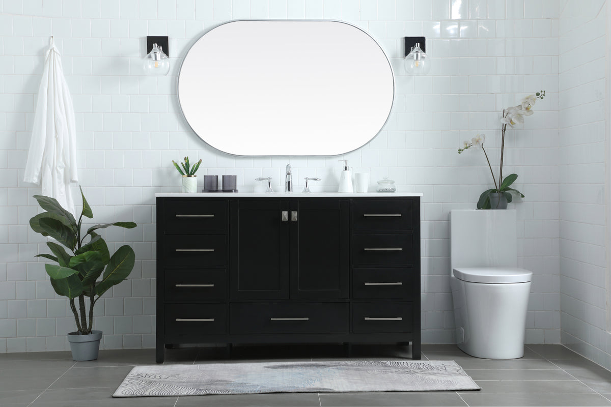 54 Inch SIngle Bathroom Vanity In Black
