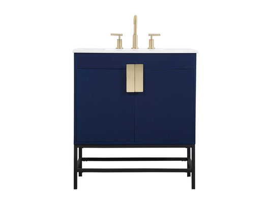 30 inch Single bathroom vanity in blue