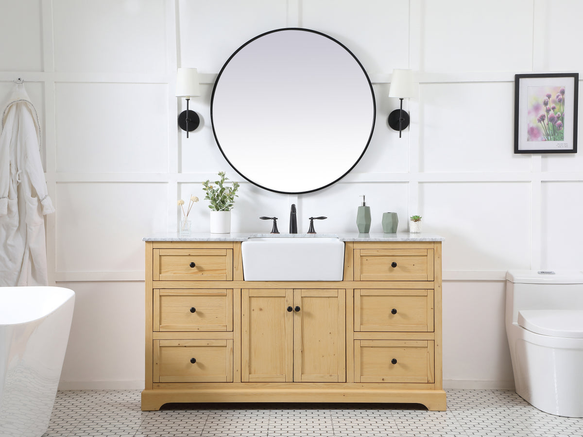 60 inch Single bathroom vanity in natural wood