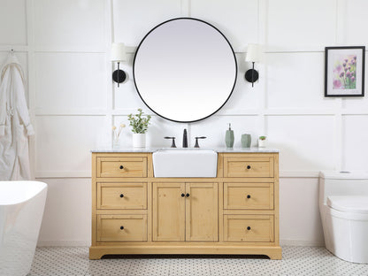 60 inch Single bathroom vanity in natural wood