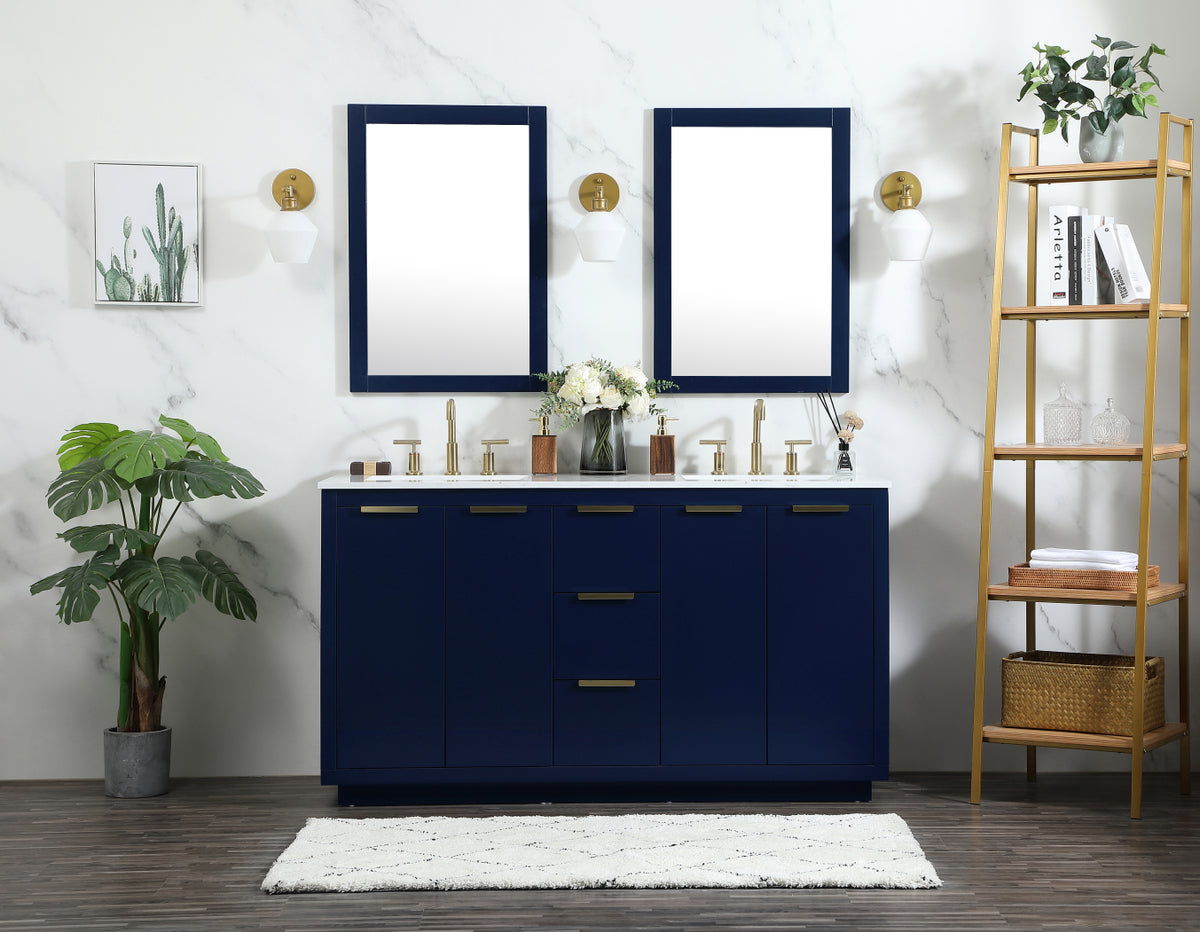 60 inch double bathroom vanity in blue