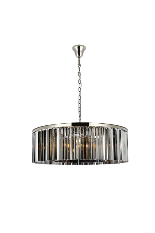 Sydney 10 light polished nickel Chandelier Silver Shade (Grey) Royal Cut Crystal