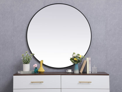 Metal frame round mirror 45 inch in Black