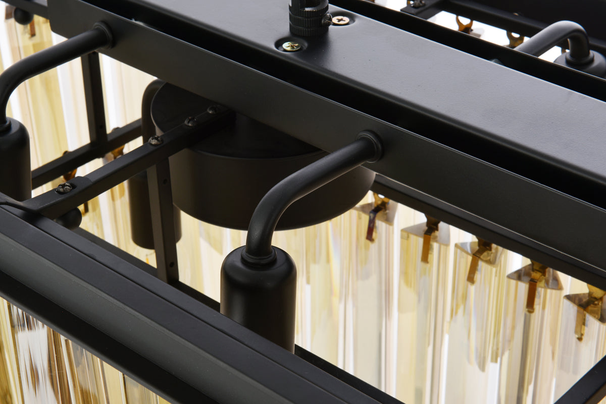 Sydney 12 light Matte Black Chandelier Golden Teak (Smoky) Royal Cut Crystal