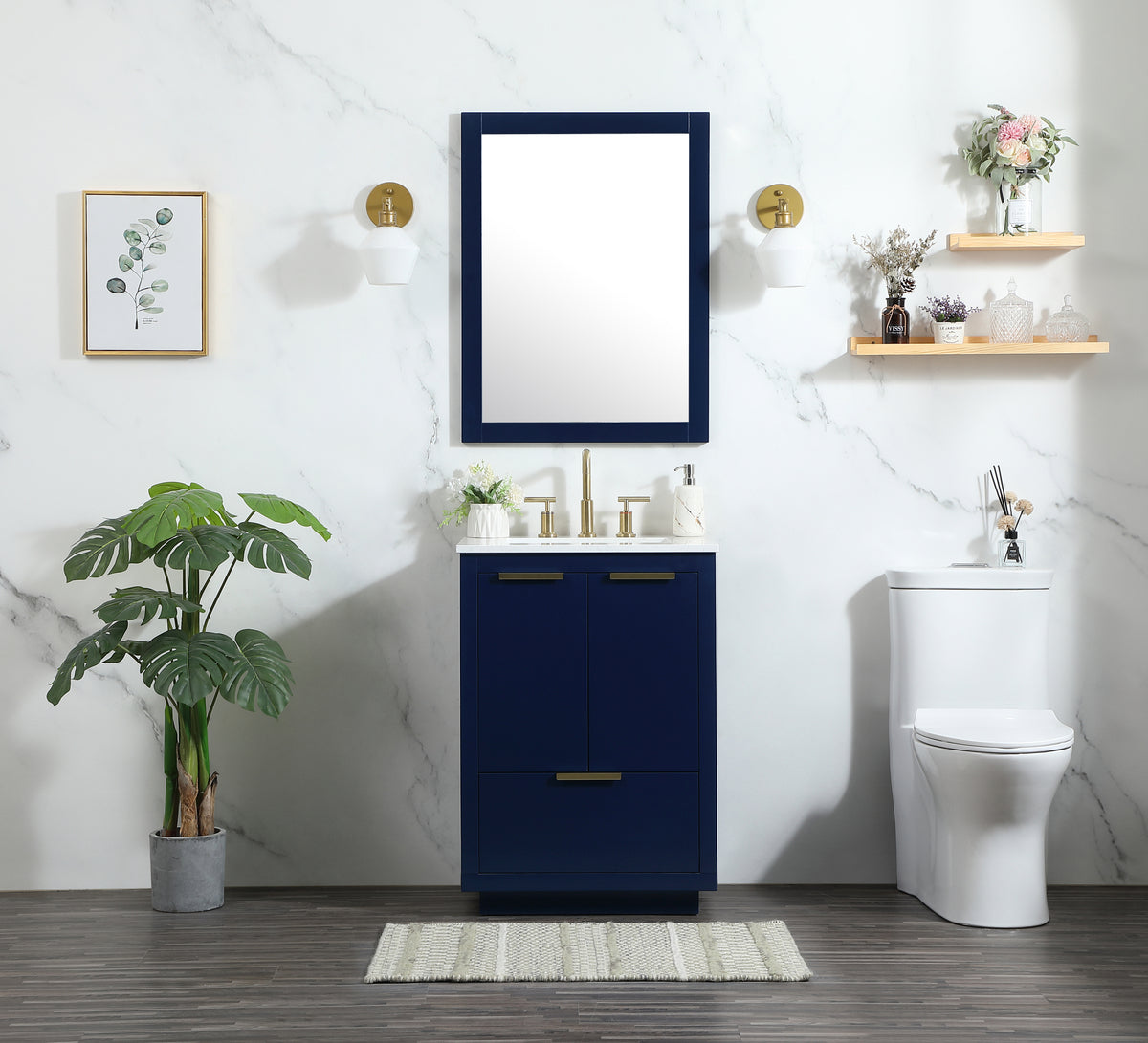 24 inch Single bathroom vanity in blue
