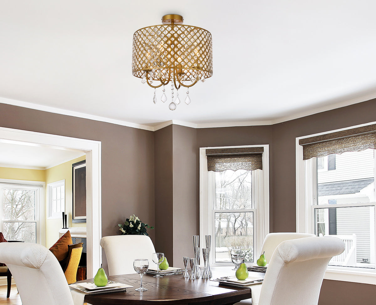 Elise 17 inch flush mount in brass